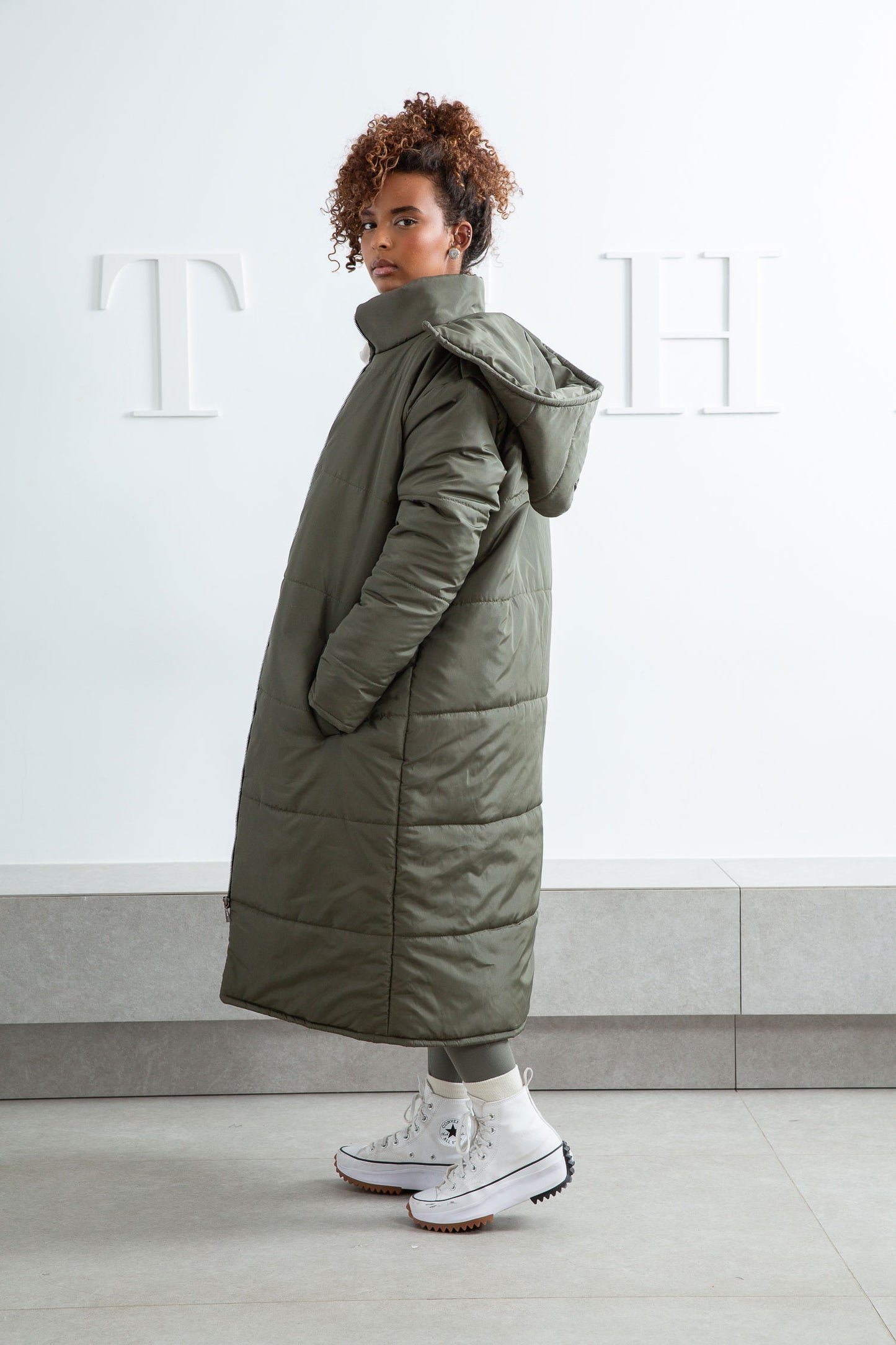 Waterproof Puffed Coat-Olive