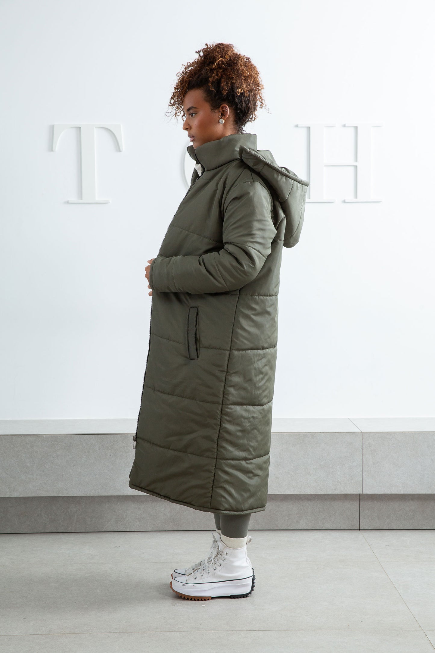 Waterproof Puffed Coat-Olive