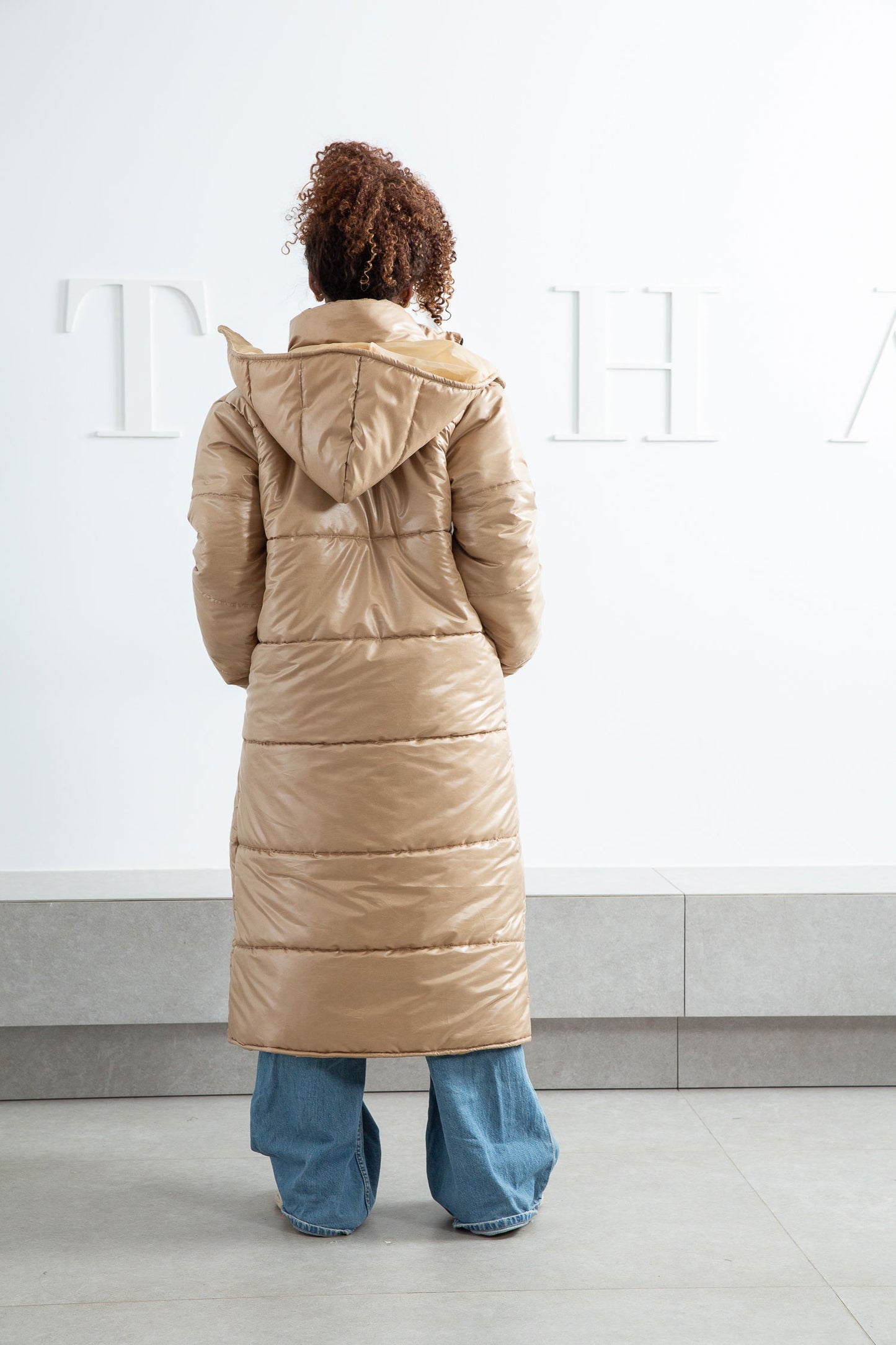 Waterproof Puffed Coat-Beige