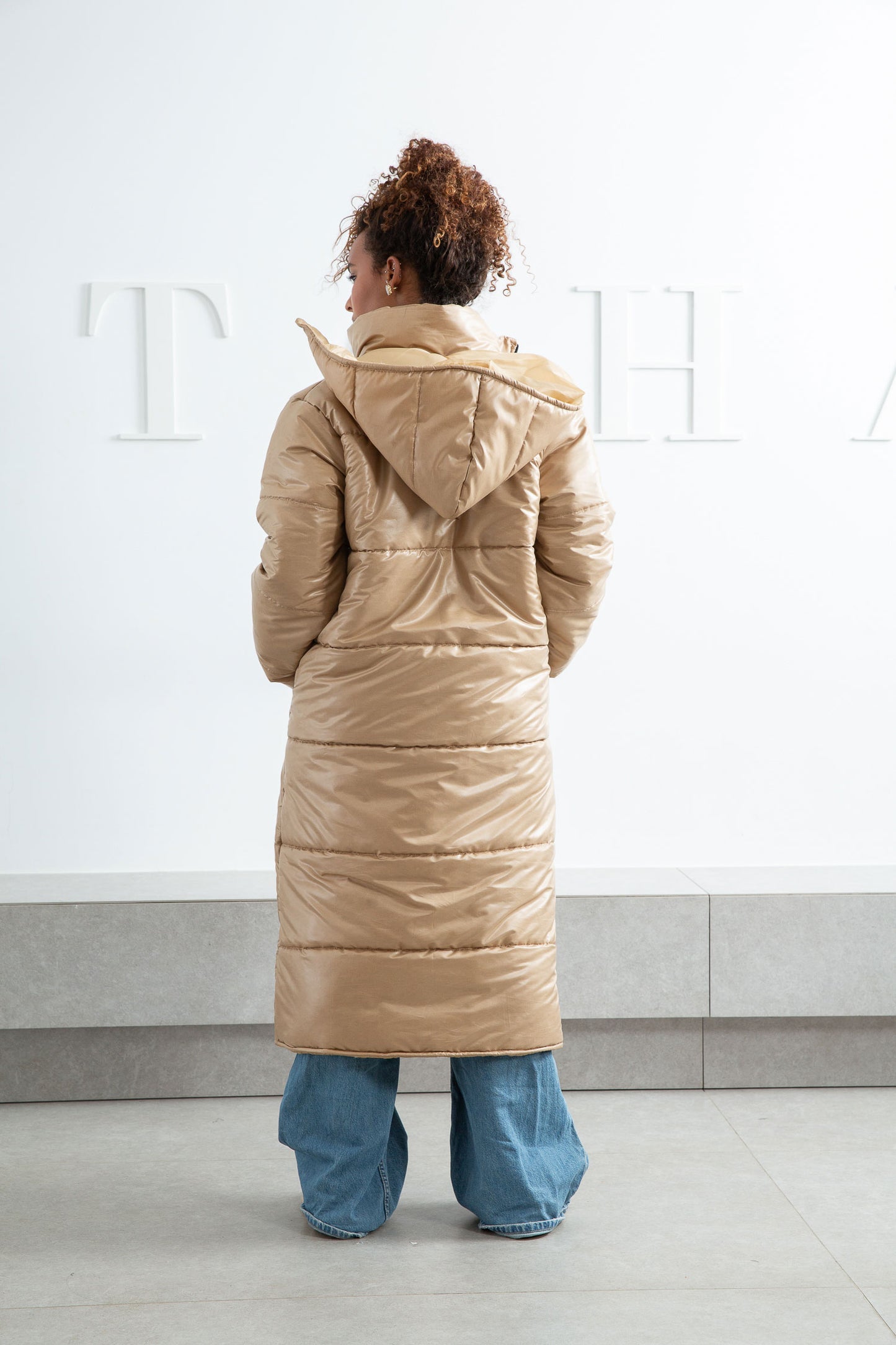 Waterproof Puffed Coat-Beige