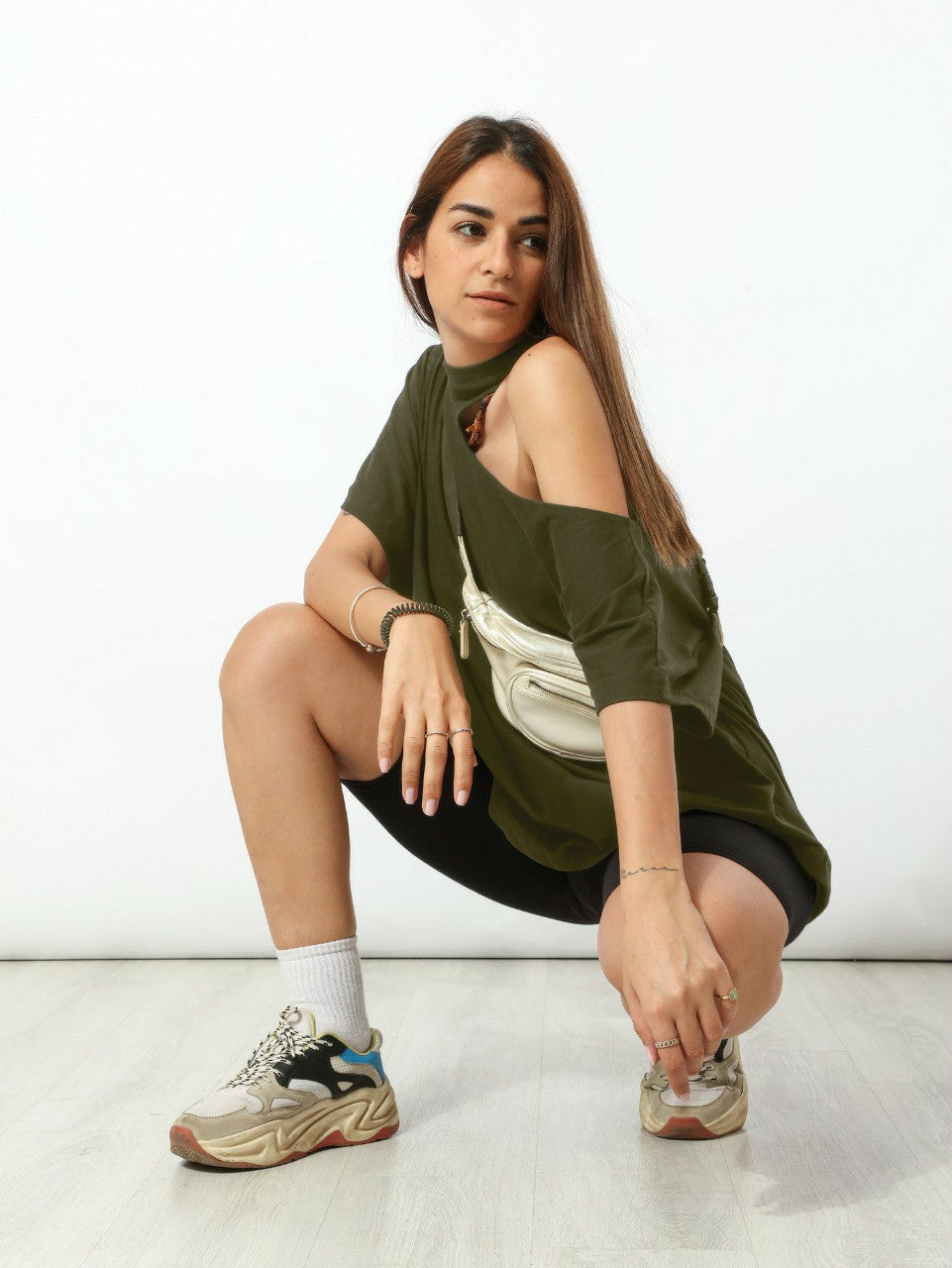 Top - Cut-Out Shoulder - Olive