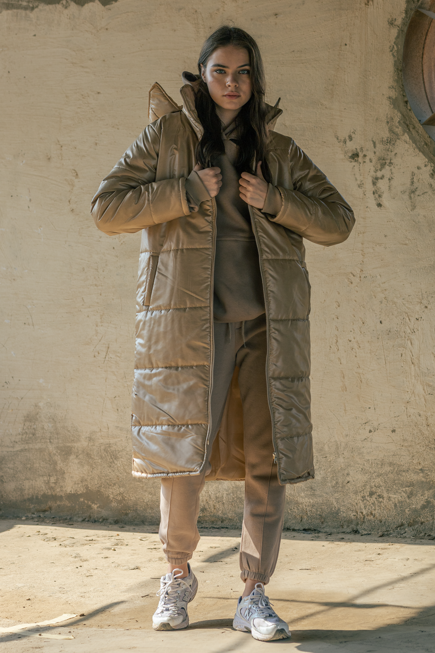 Waterproof Puffed Coat-Beige