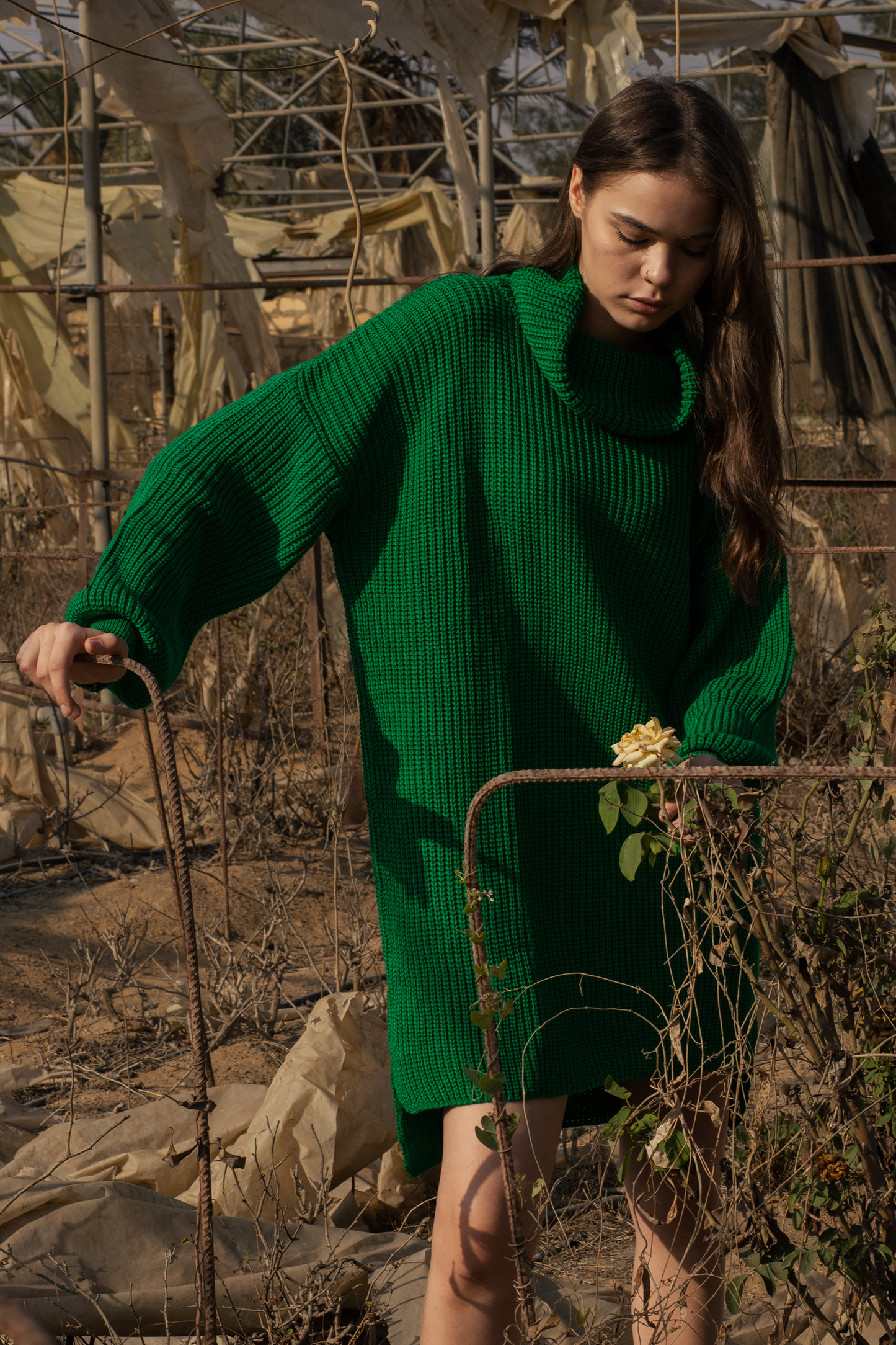 Chunky Knitted Dress - Green