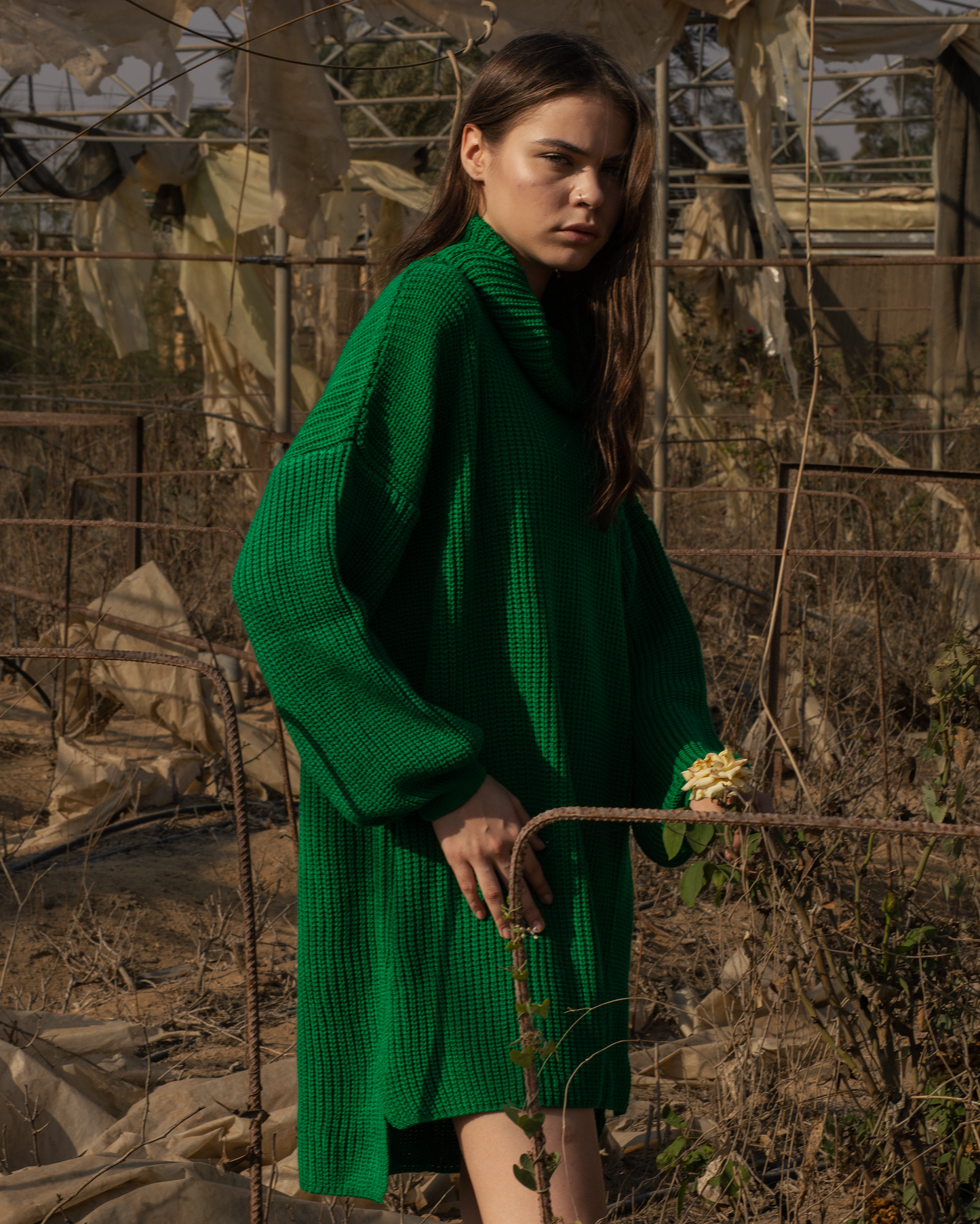 Chunky Knitted Dress - Green