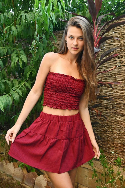 Ruffled Mini Skirt - Red