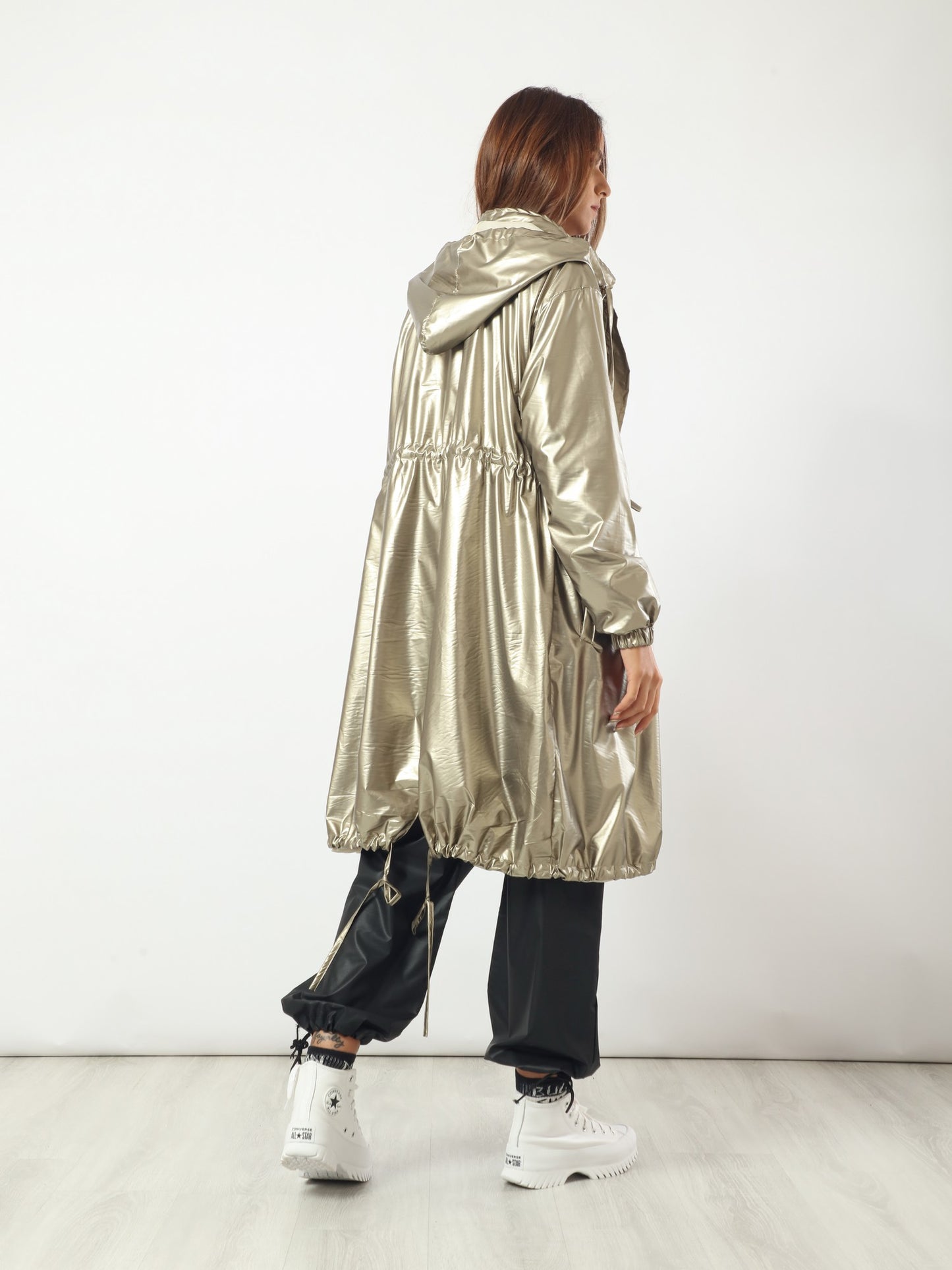 Waterproof Metallic Coat - Gold