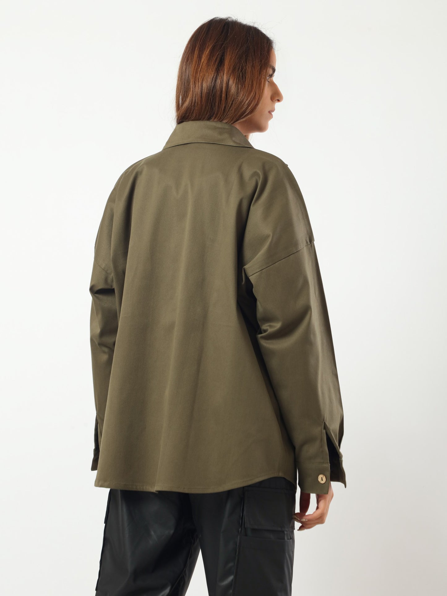 Gabardine Oversized Shirt - Olive