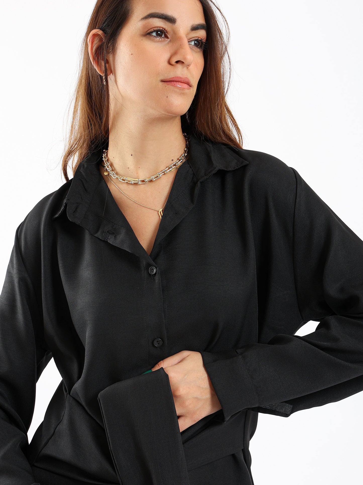 Shirt With Belt - Black