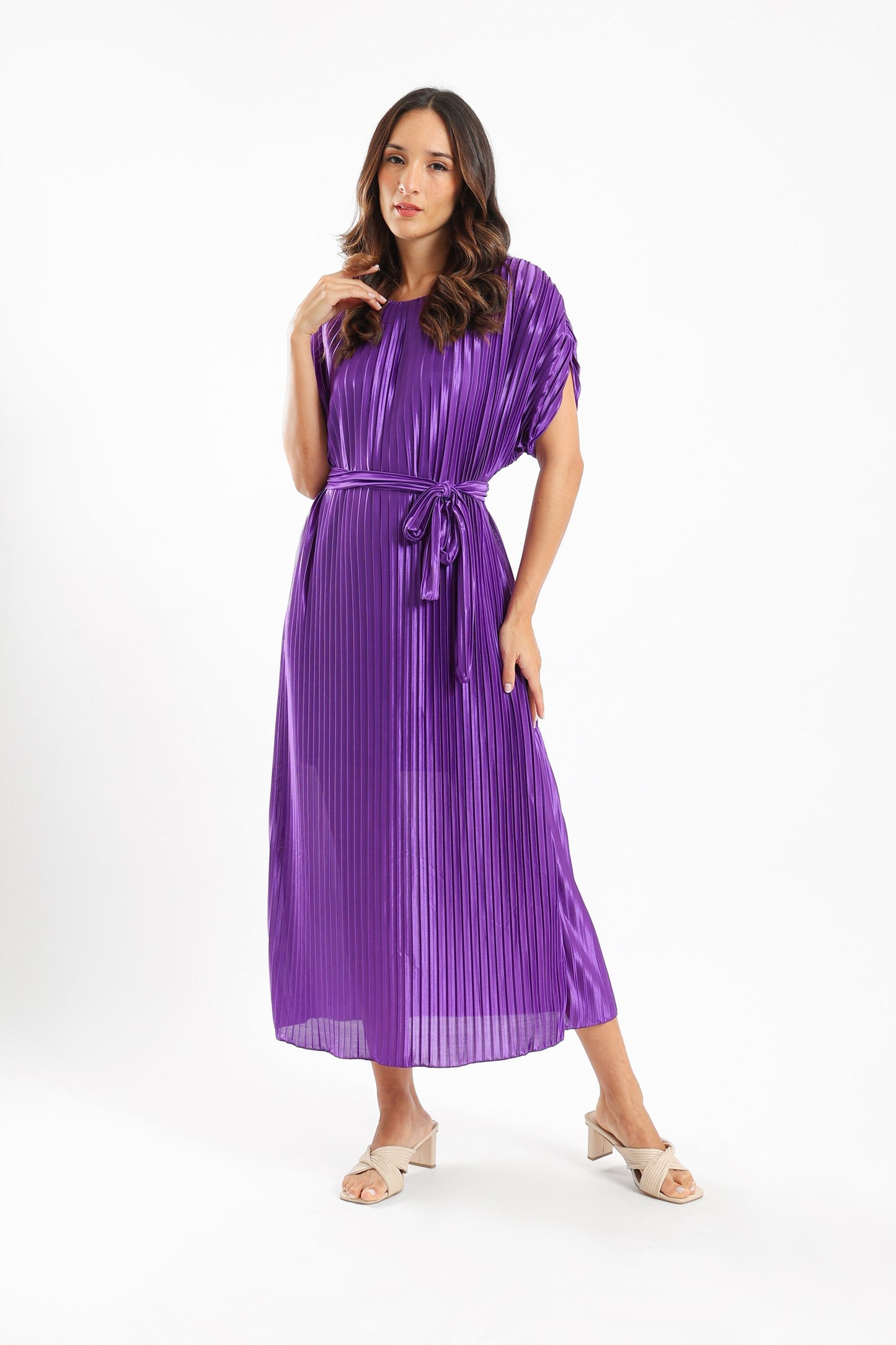 Plisse Long Dress - Purple