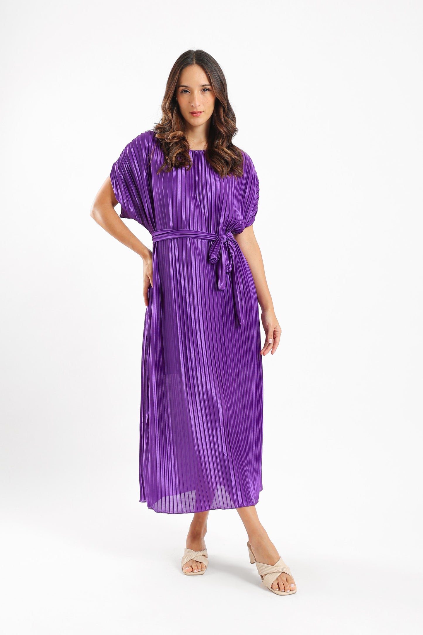 Plisse Long Dress - Purple