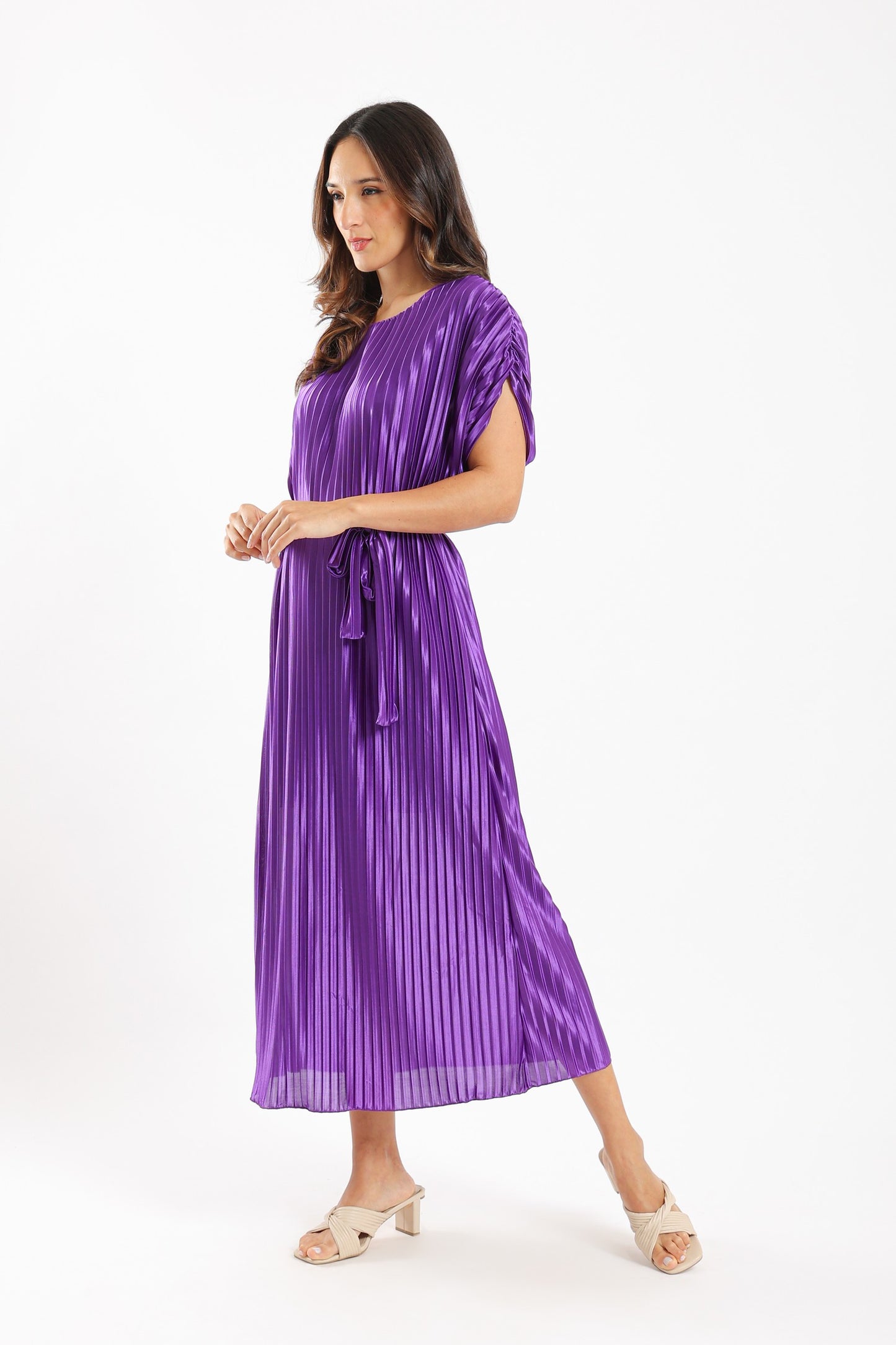 Plisse Long Dress - Purple