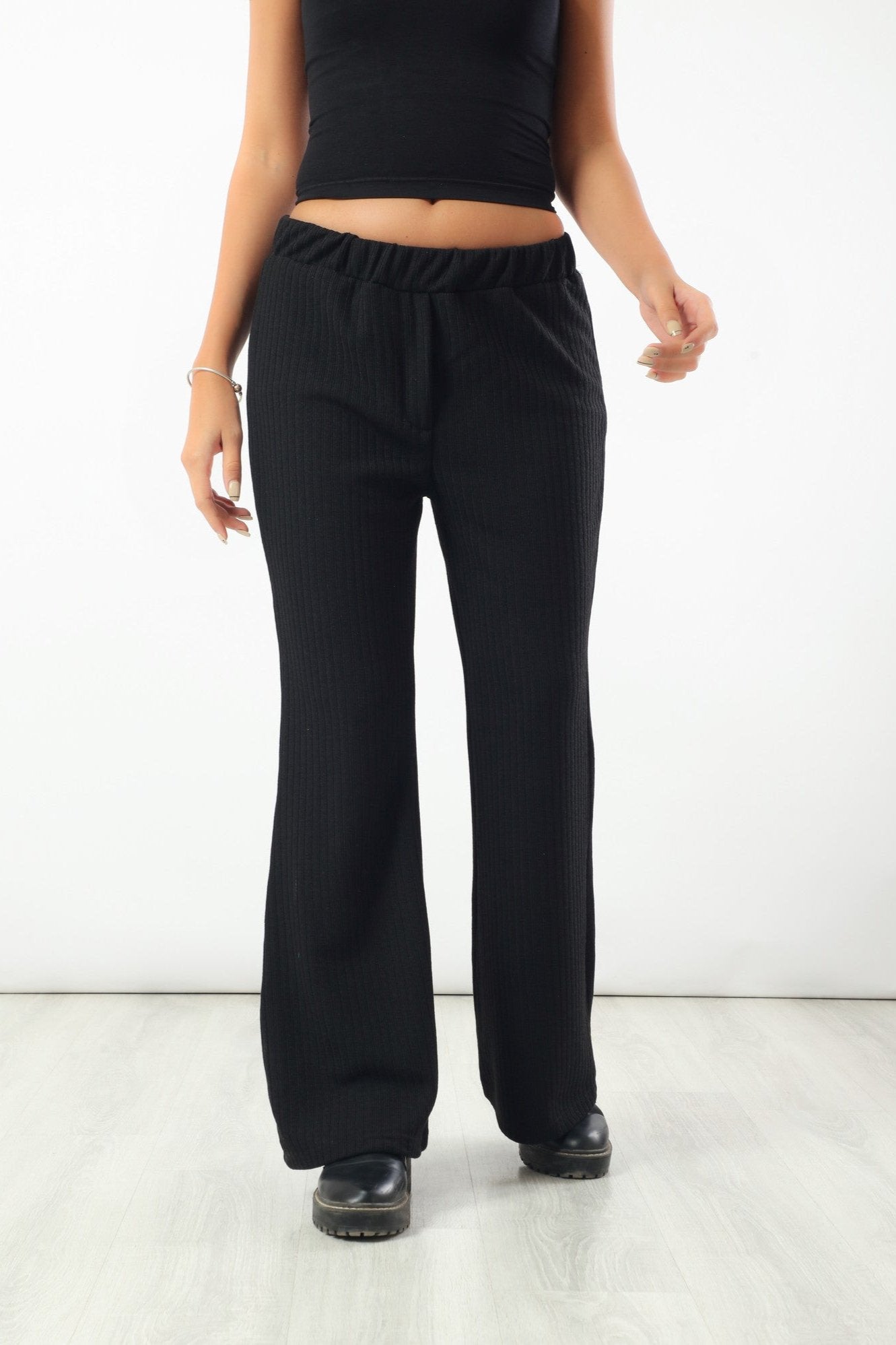 Comfy Ribbed Pants - Black