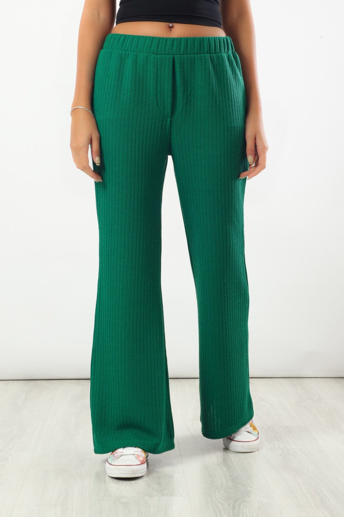 Comfy Ribbed Pants - Green