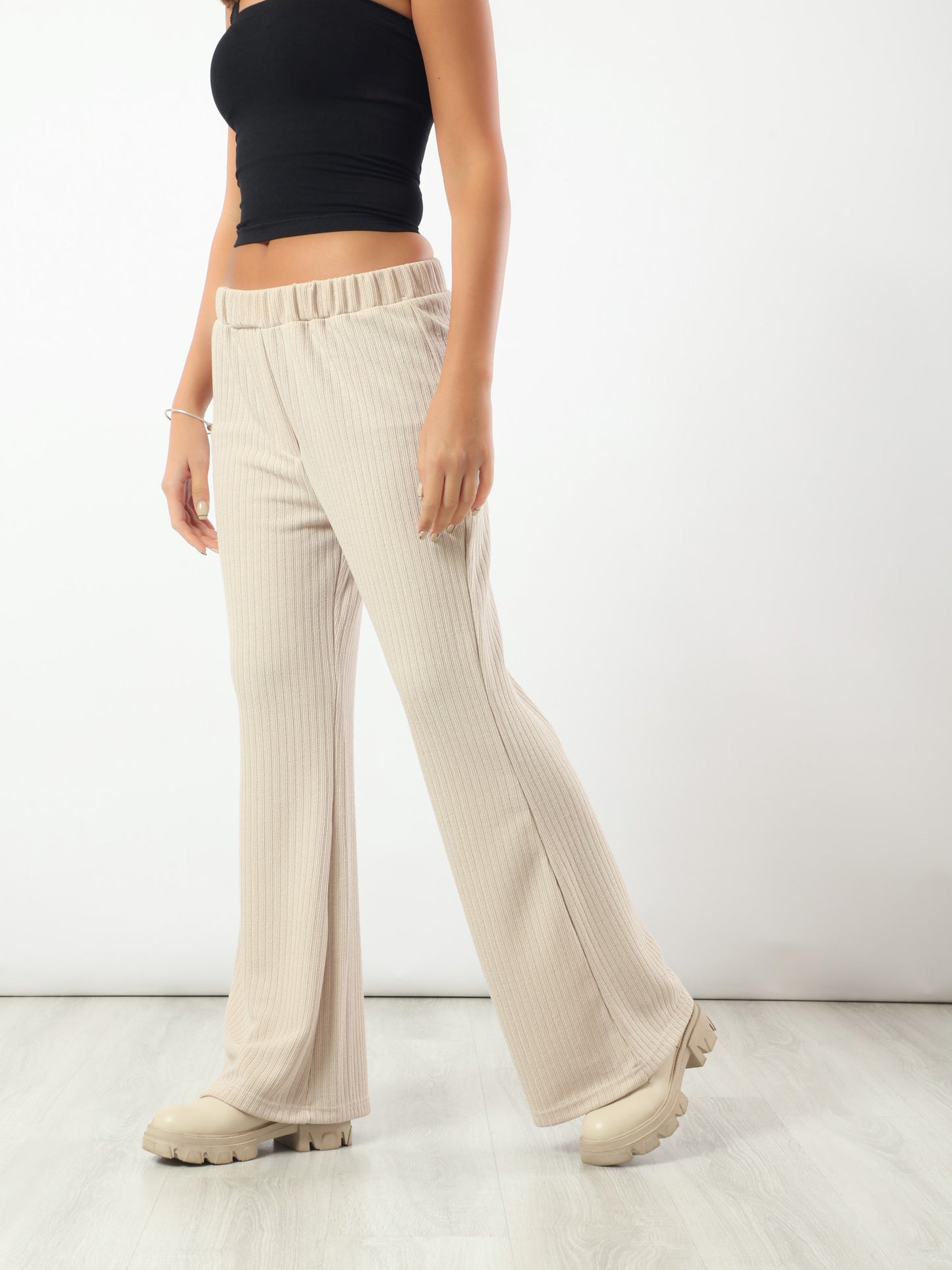 Comfy Ribbed Pants - Beige