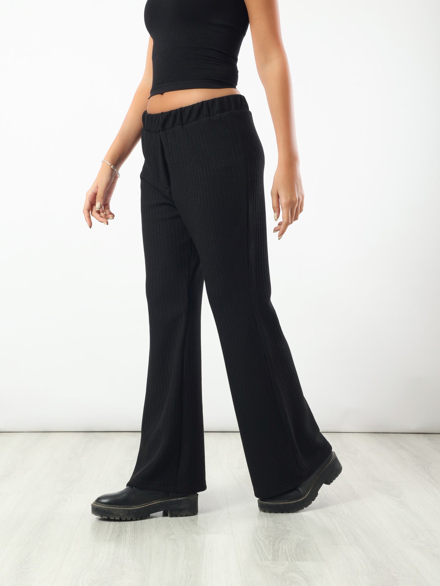 Comfy Ribbed Pants - Black