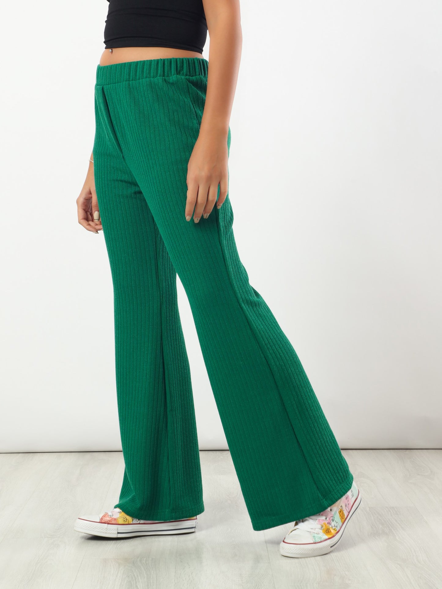 Comfy Ribbed Pants - Green