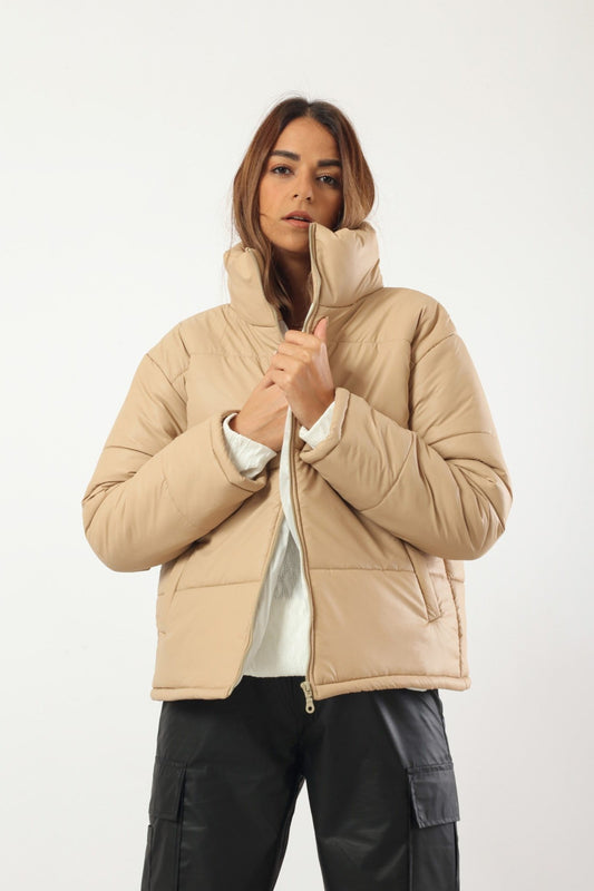 Waterproof Puffed Jacket - Beige