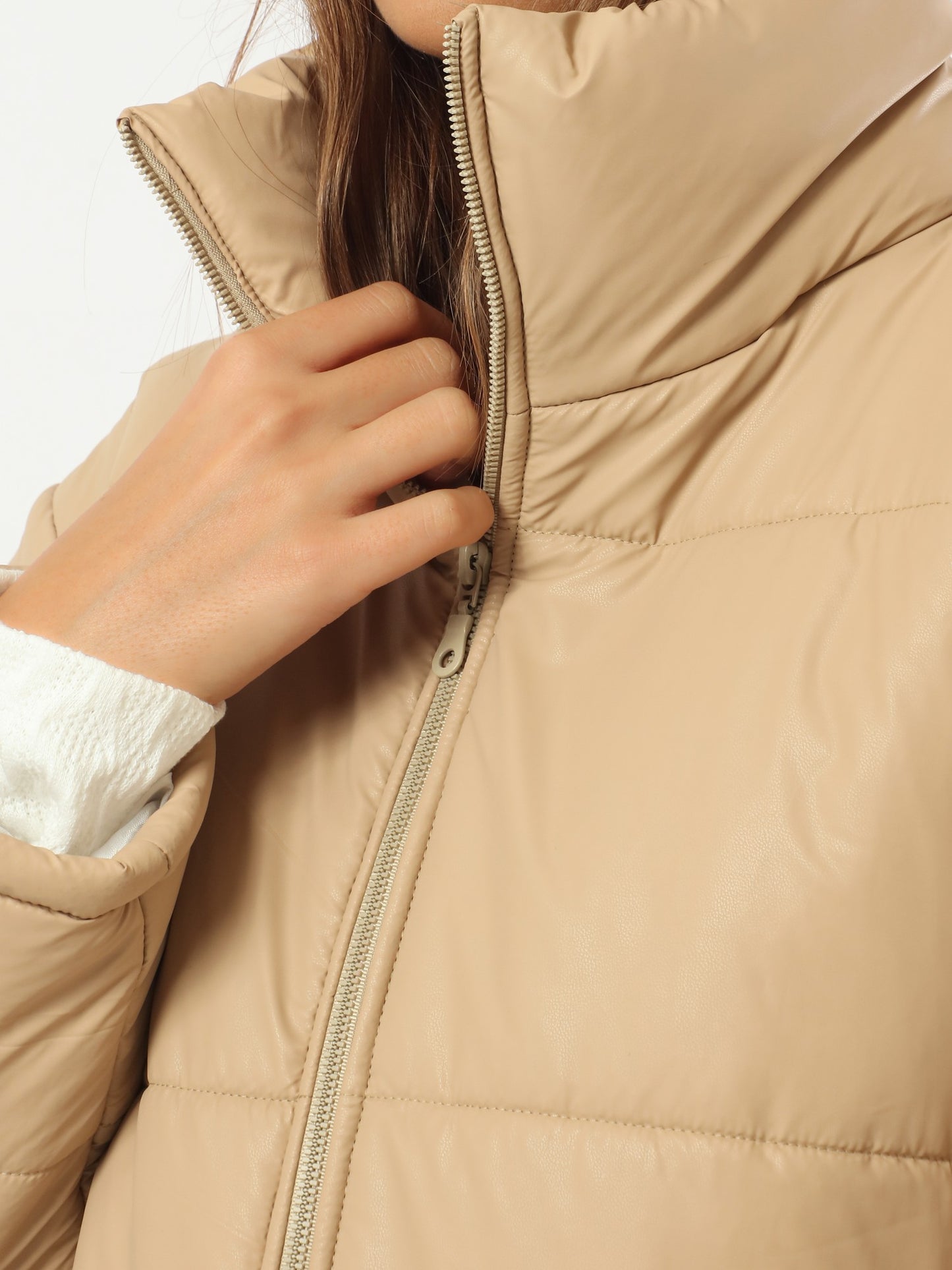 Waterproof Puffed Jacket - Beige