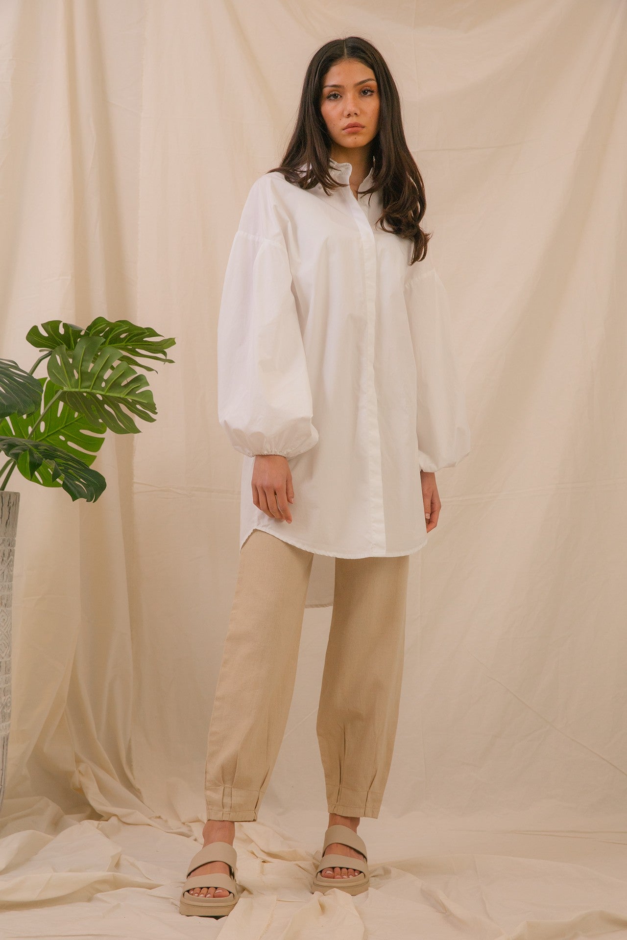 Shirt - Puffed Sleeves- White