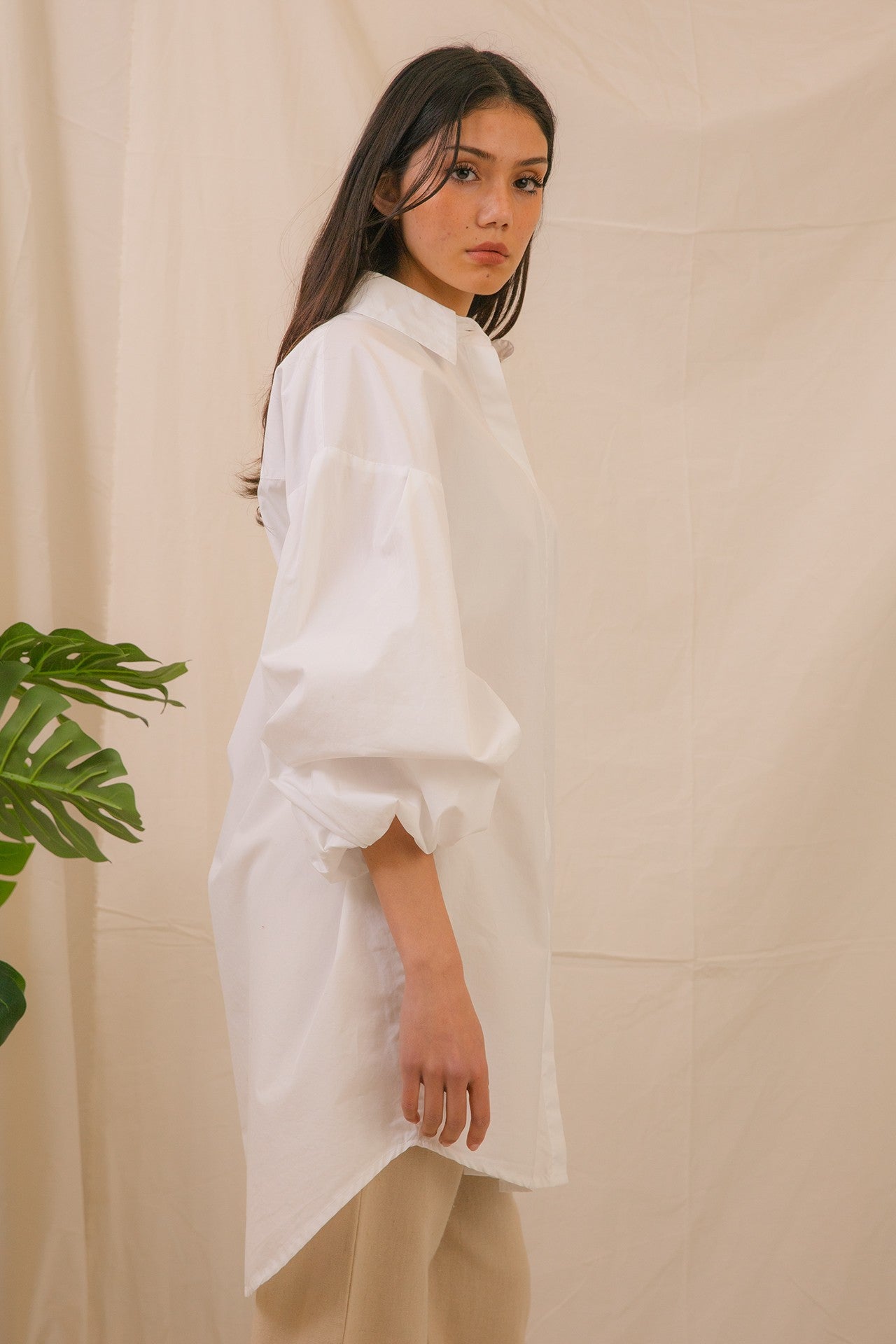 Shirt - Puffed Sleeves- White