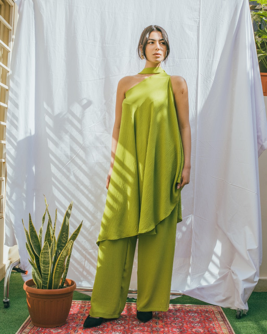 Layal Matching Set With Neck - Lime