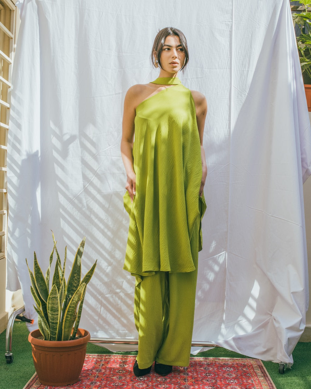 Layal Matching Set With Neck - Lime