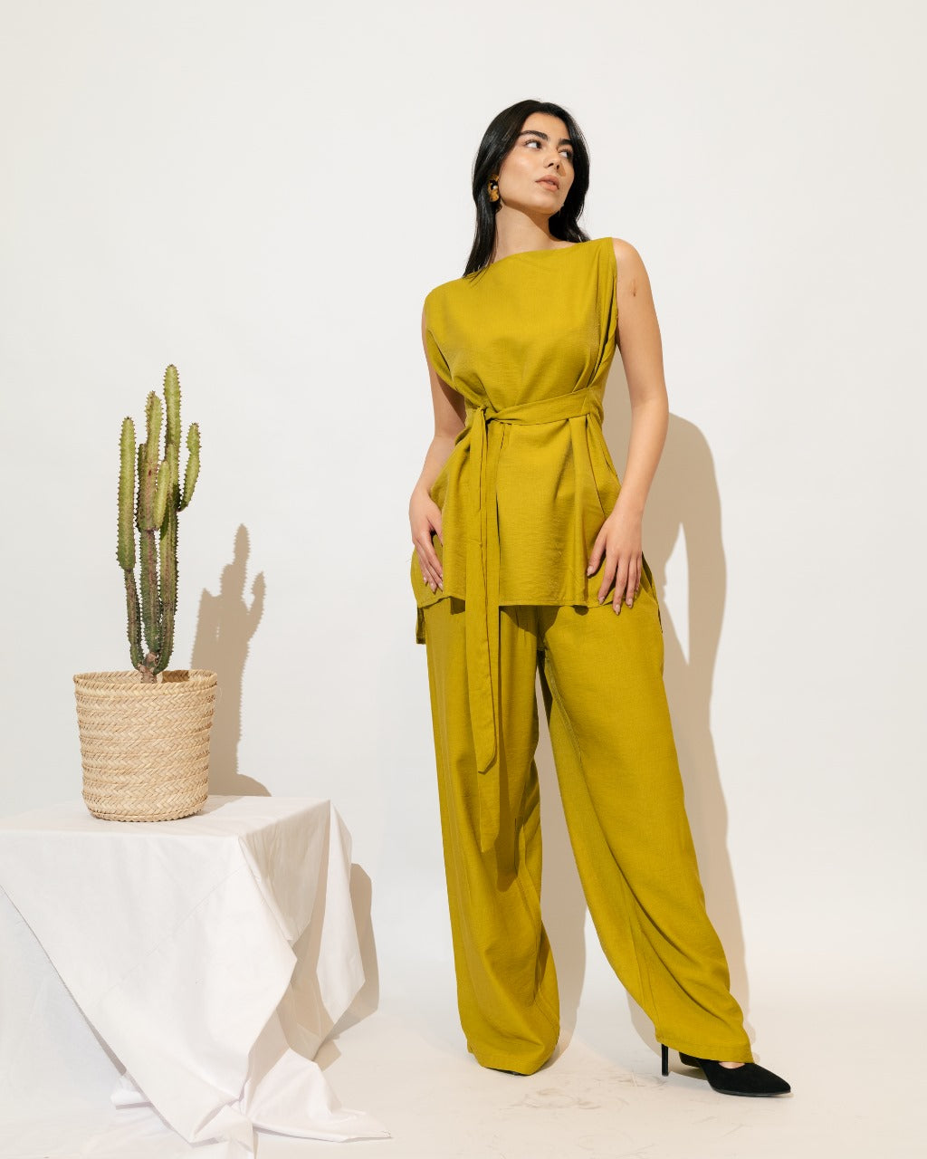 The Earthy Belted Set-Lime