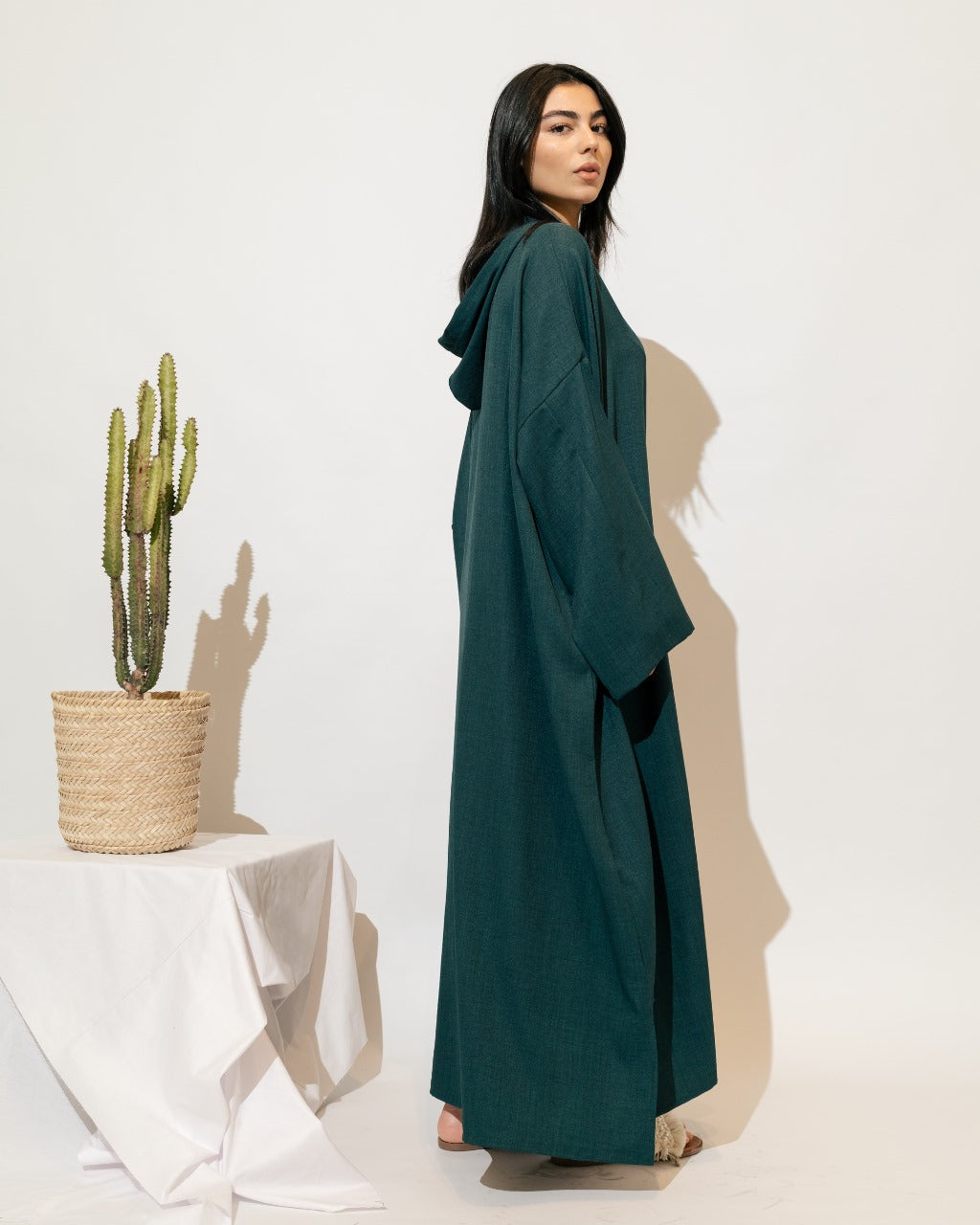 Moroccan Long Linen Shirt - Teal