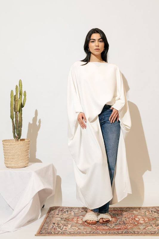 Loose Asymmetric Blouse - White