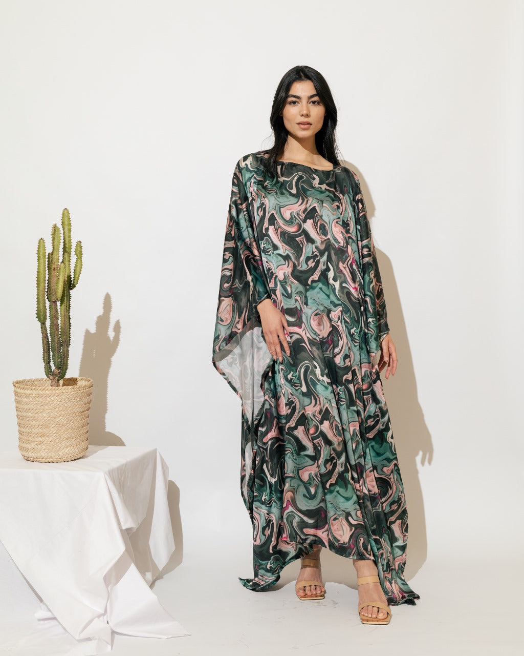 Printed Satin Kaftan