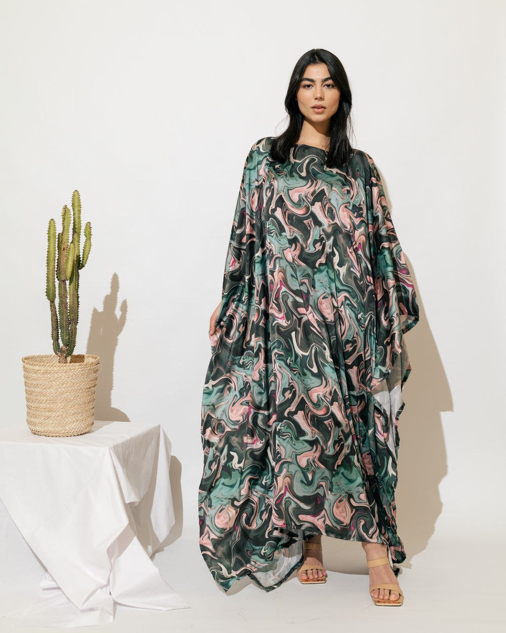 Printed Satin Kaftan