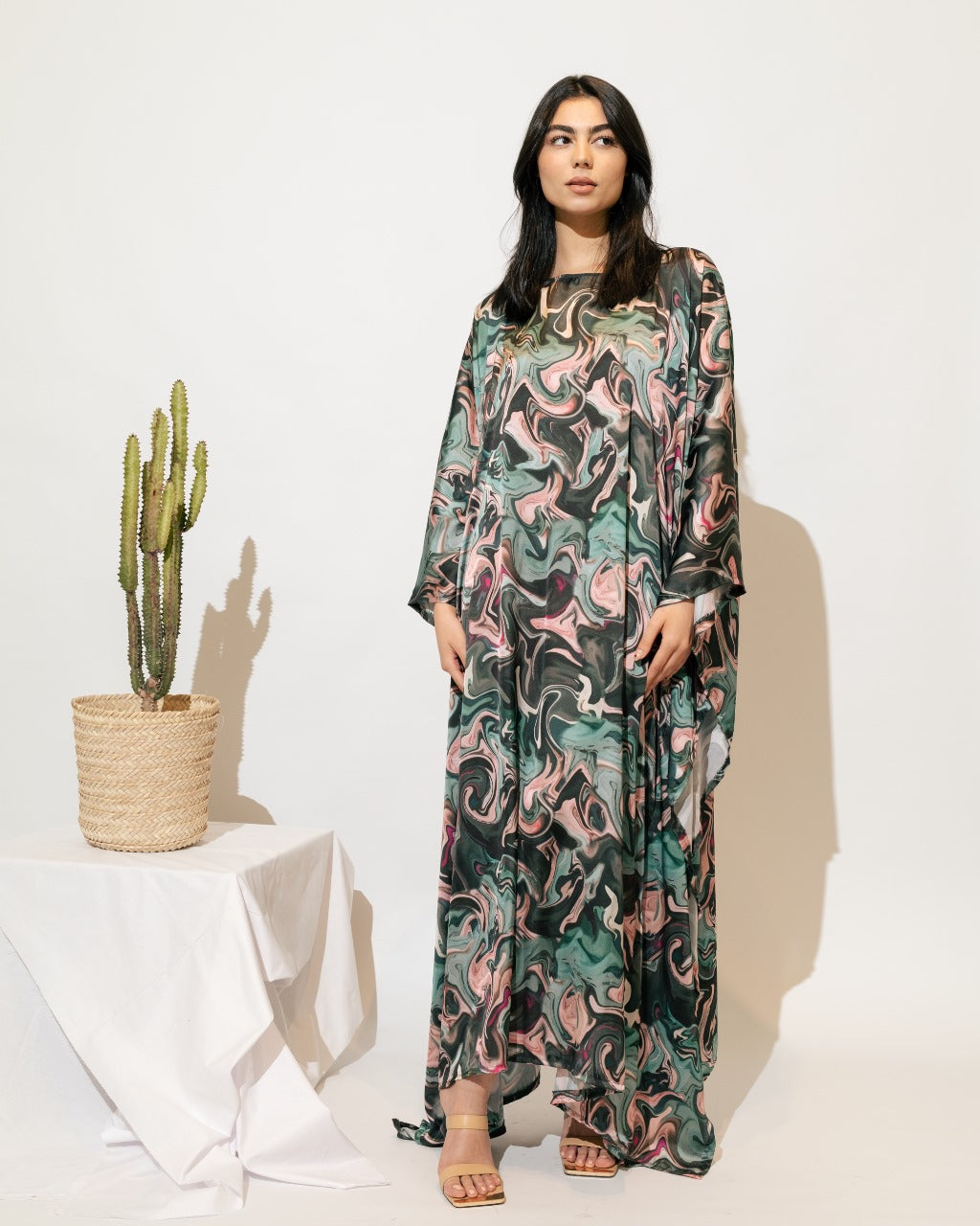 Printed Satin Kaftan