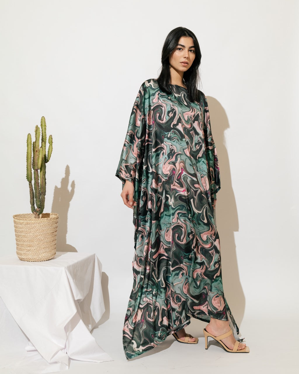 Printed Satin Kaftan