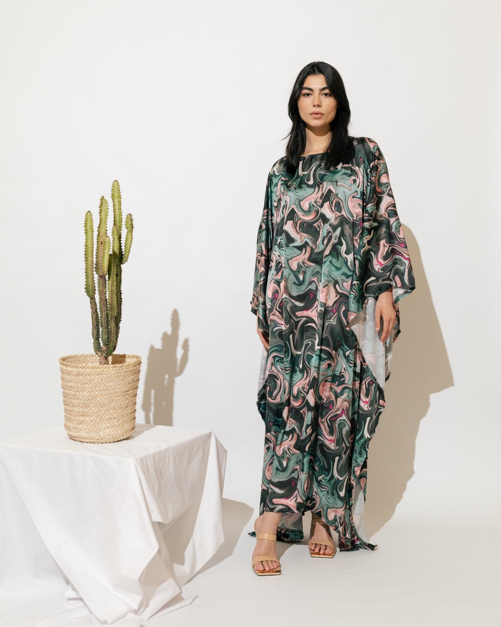 Printed Satin Kaftan