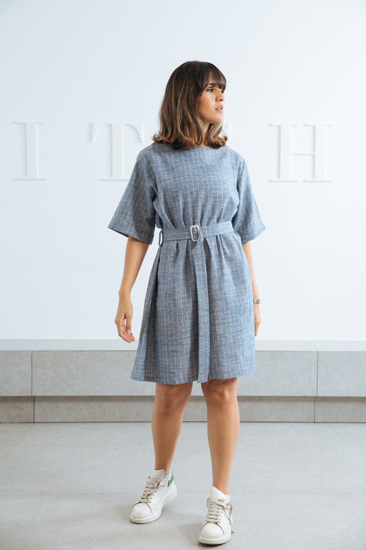 Striped Linen Dress With Belt