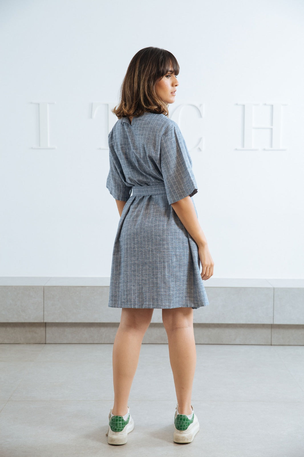 Striped Linen Dress With Belt