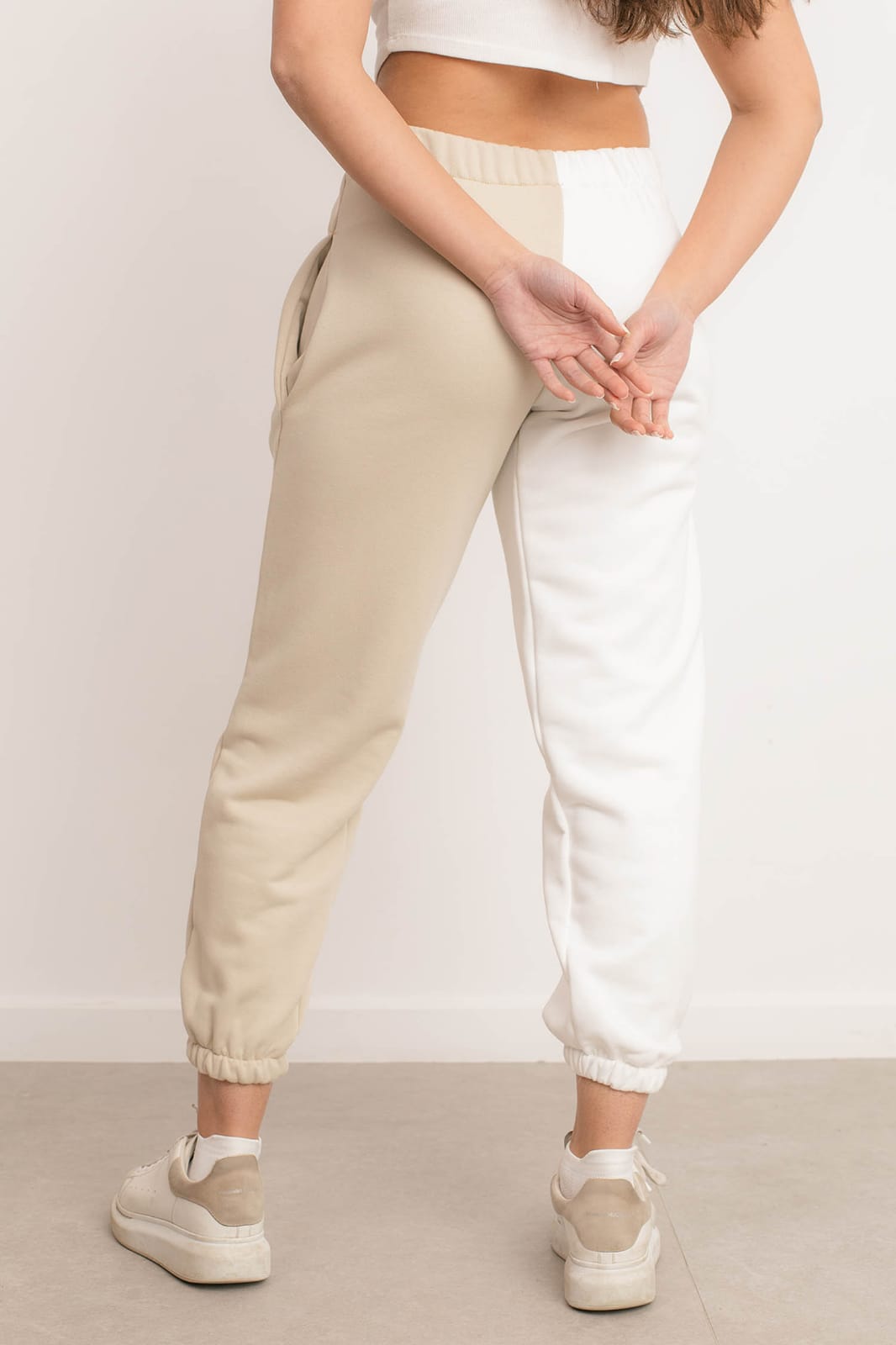 Comfy Jogger Pants - WhiteXBeige