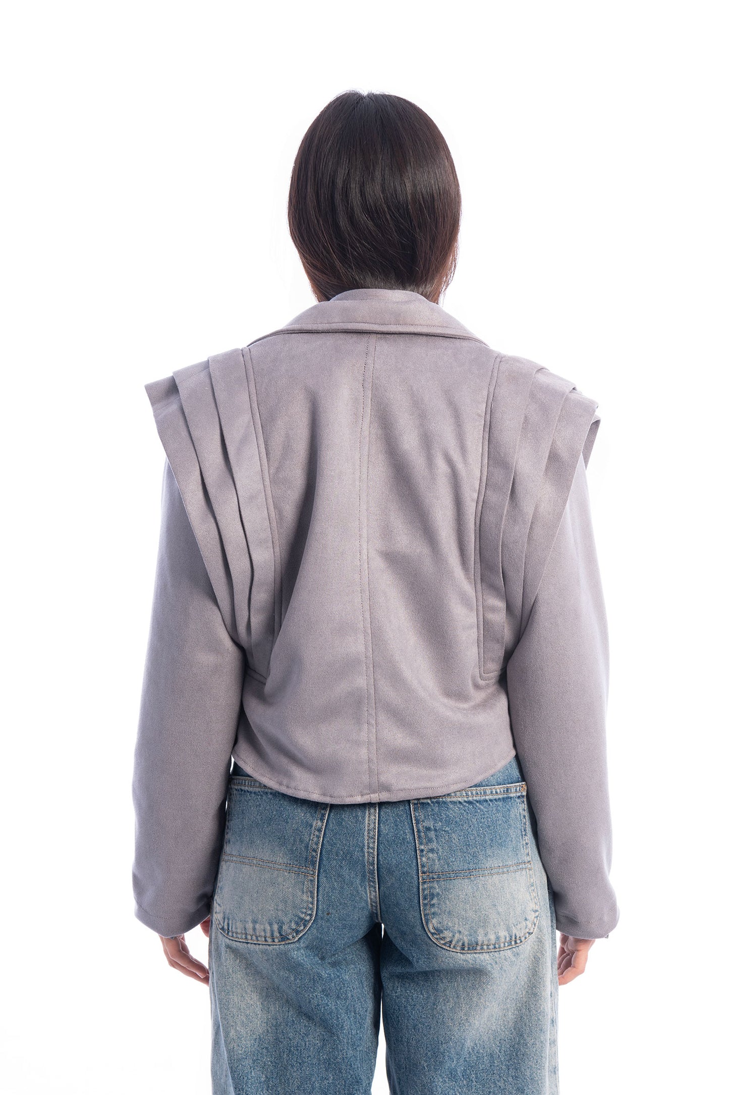 Diva Suede Belted Jacket - Grey