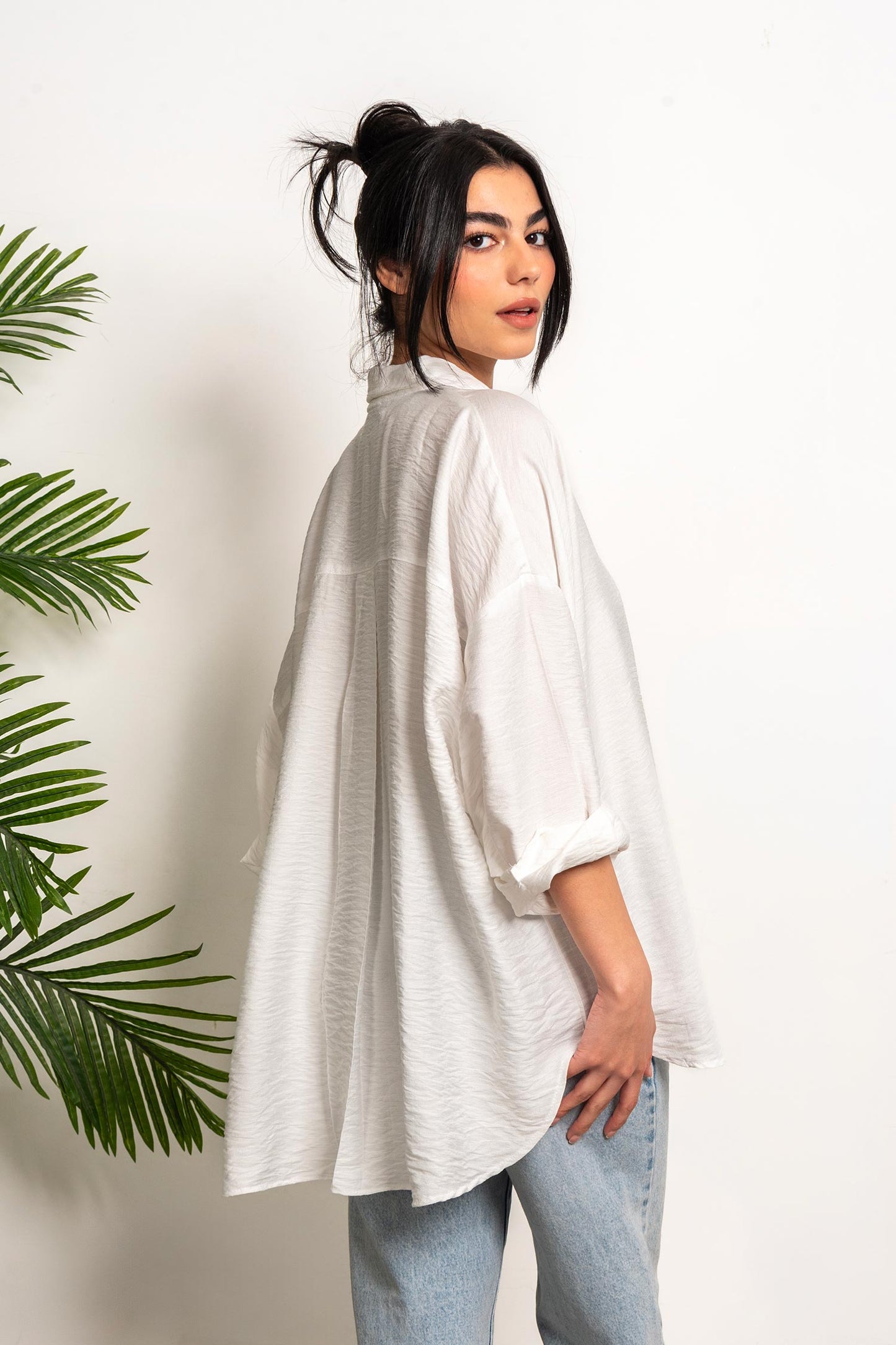 Oversized Boyfriend Linen Shirt - White