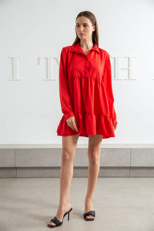 Flowy Summer Short Dress - Red