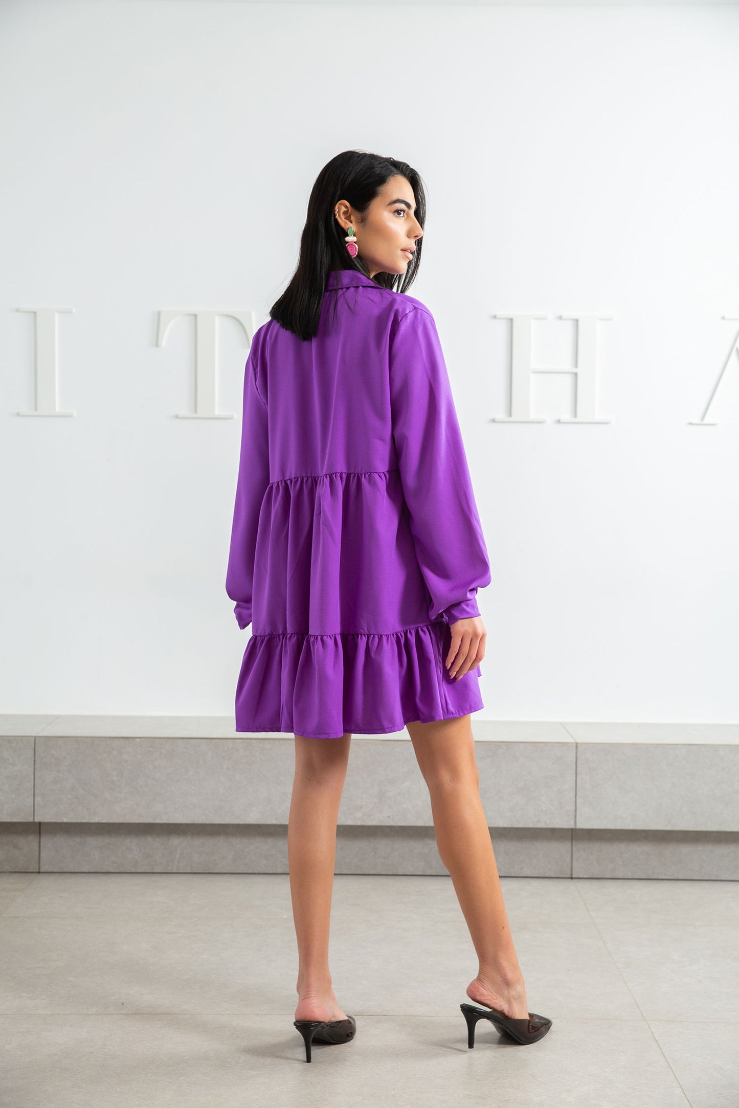 Flowy Summer Short Dress - Purple